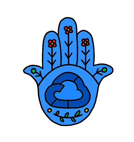 Yarden Givoni's sketches of a hamsa and fan