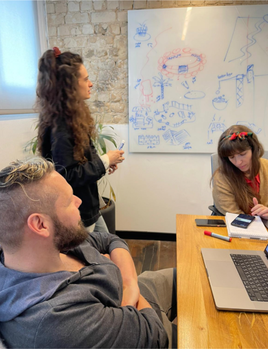 The team at Guts Agency brainstorming elements for the GPC campaign