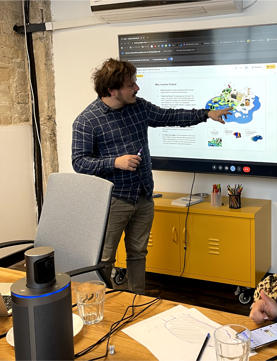 Adam Asseraf researching the Google Cloud campaign from Finland